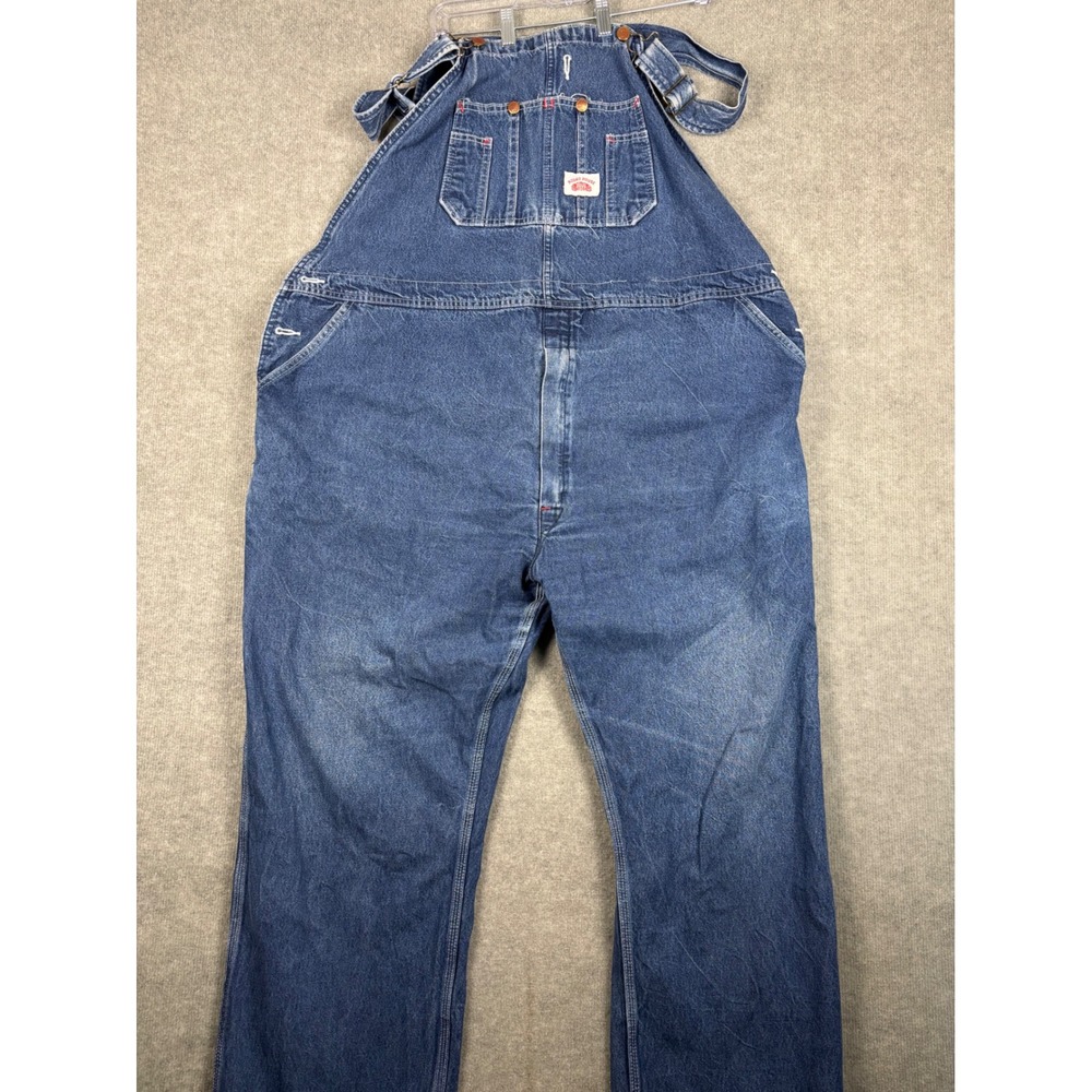 VTG Round House Lot 980 Denim Overalls Made in USA 50x30 Blue Workwear